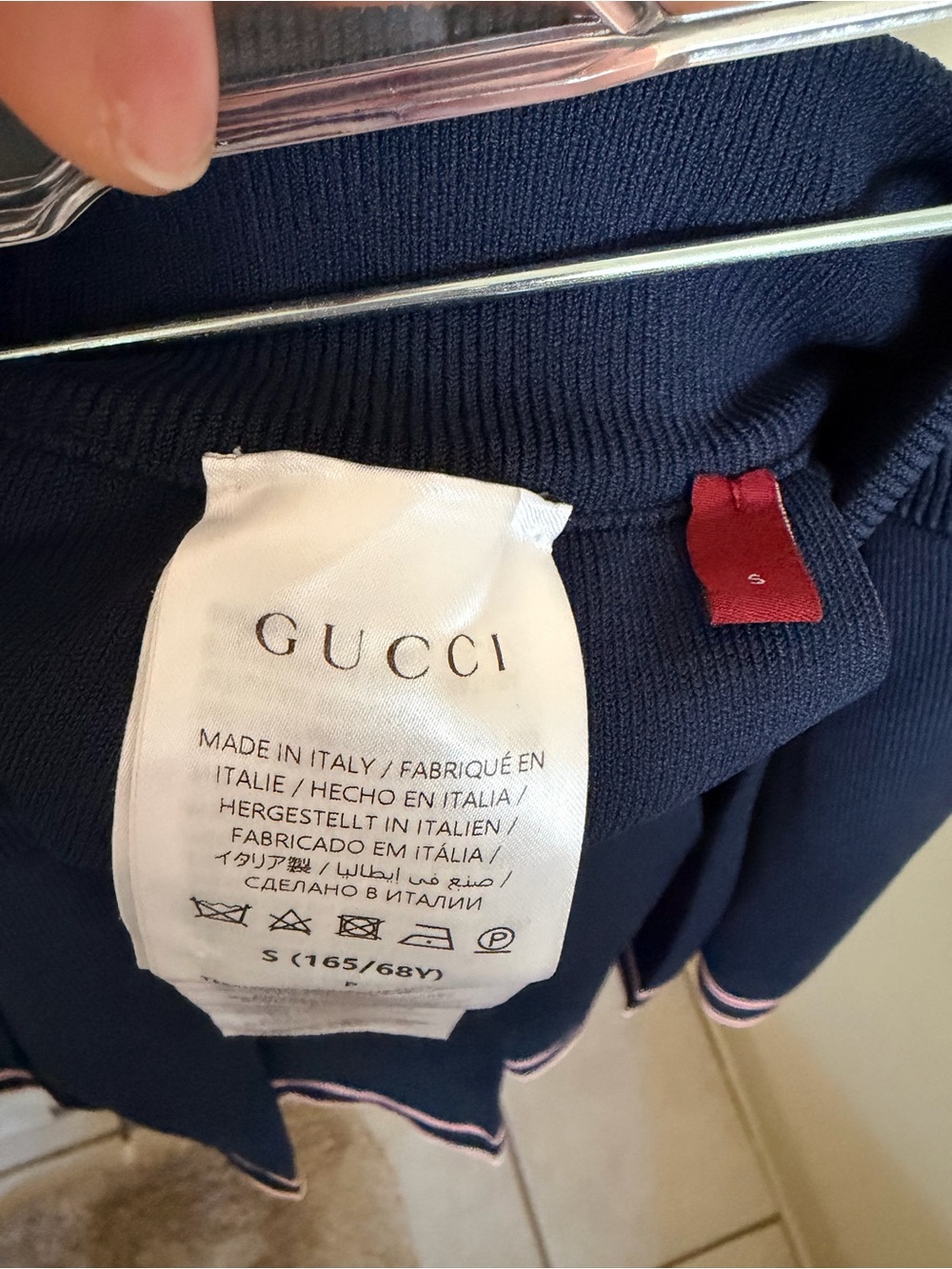 Gucci Navy Pleated Skirt with Red and White Stripe Hem - Picture 5 of 6